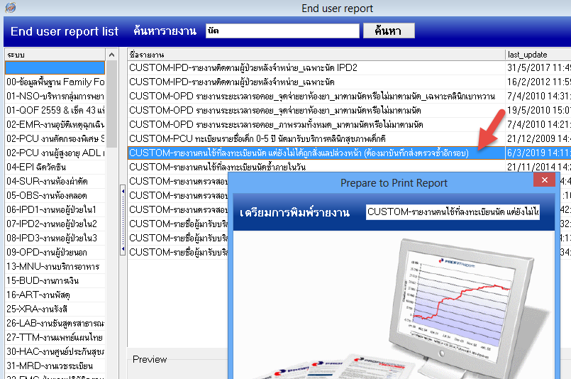 ฟรี ! รายงานคนไข้ที่ลงทะเบียนนัด แต่ยังไม่ได้ถูกสั่งแลปล่วงหน้า (ต้องบันทึกส่งตรวจซ้ำอีกรอบ)